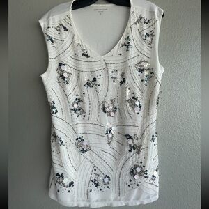 Coldwater Creek Sequins Top V- Neck Size Small